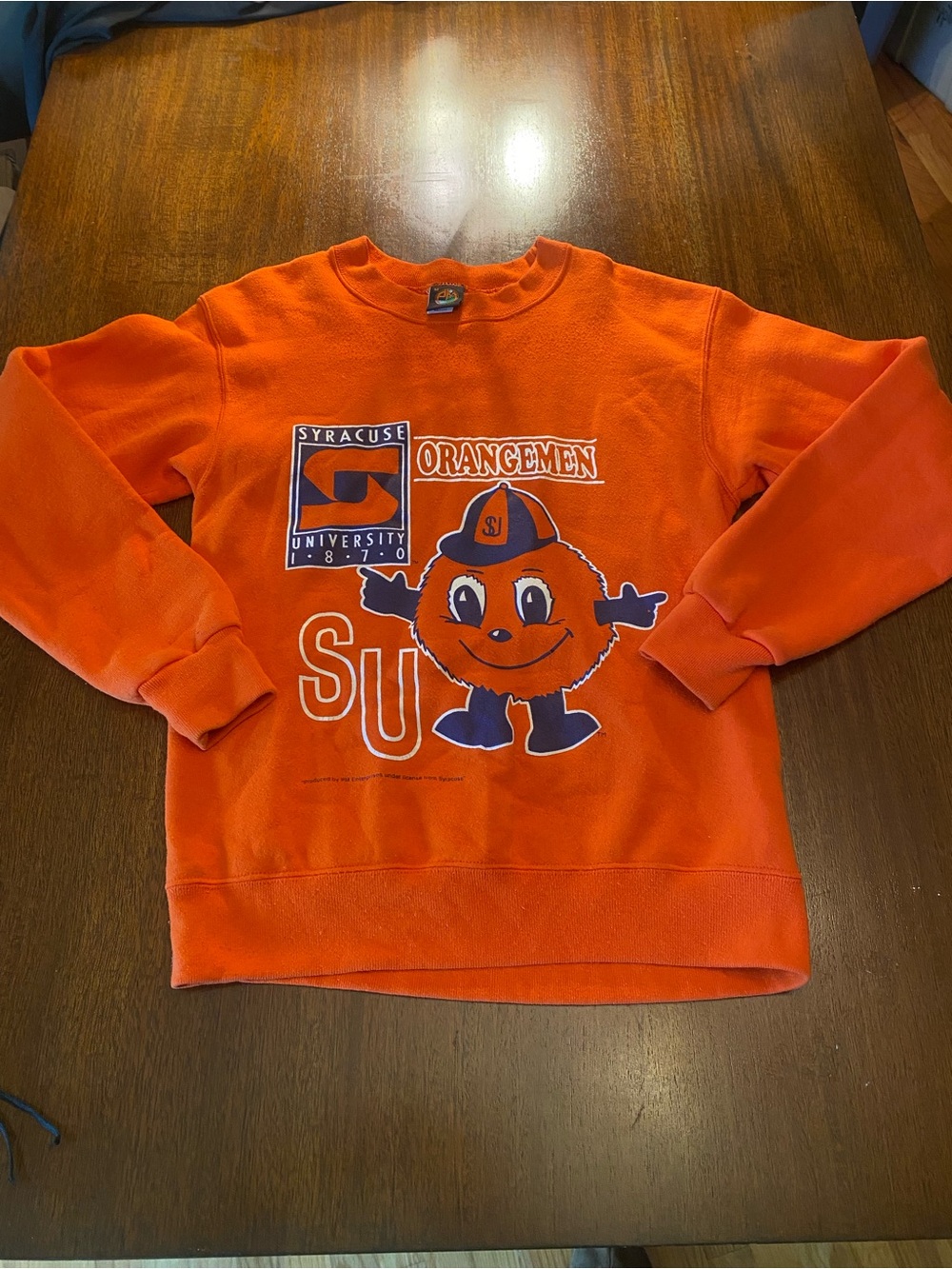 Vintage 80s Syracuse Orangemen Sweatshirt Mens Medium Orange USA Made Otto NCAA